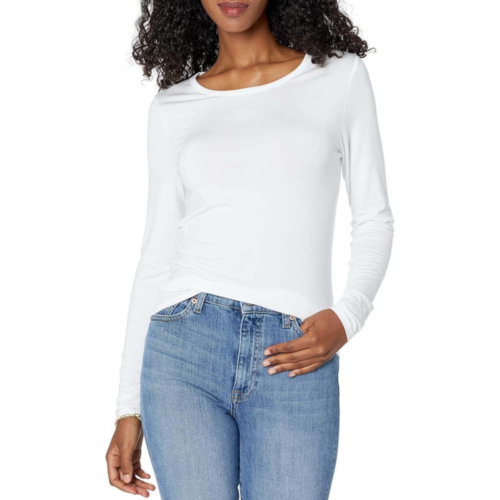 The Drop Womens Hannah Long-Sleeve Crew-Neck Fitted Modal Long Sleeve XS